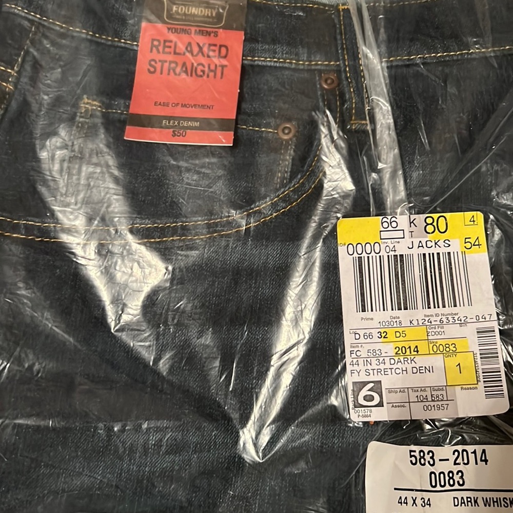 Brand new jeans still in the plastic
